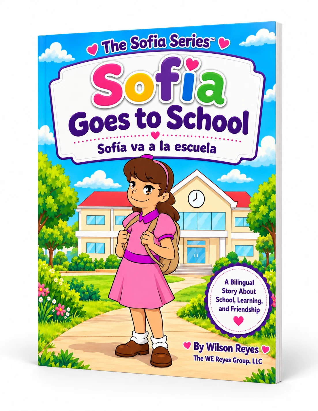 Sofia Goes to School, bilingual book mockup