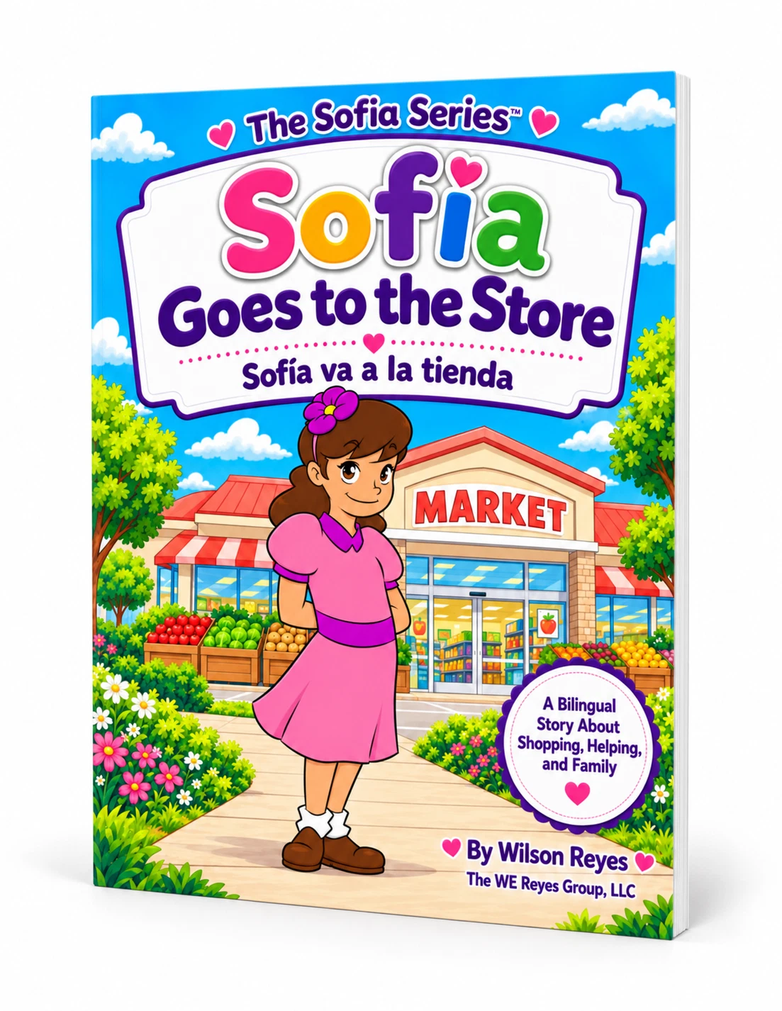 Sofia Goes to the Store, bilingual book mockup