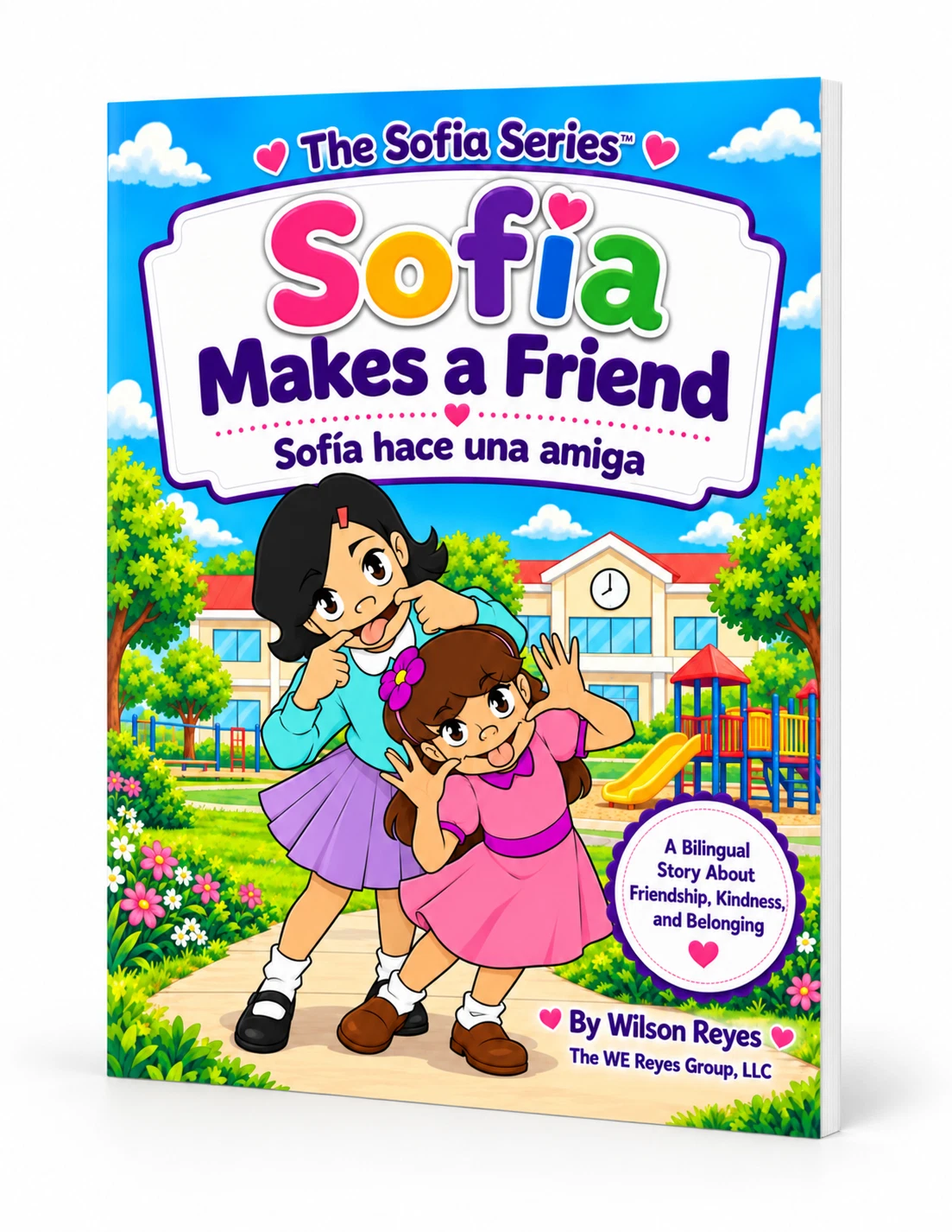 Sofia Makes a Friend, bilingual book mockup