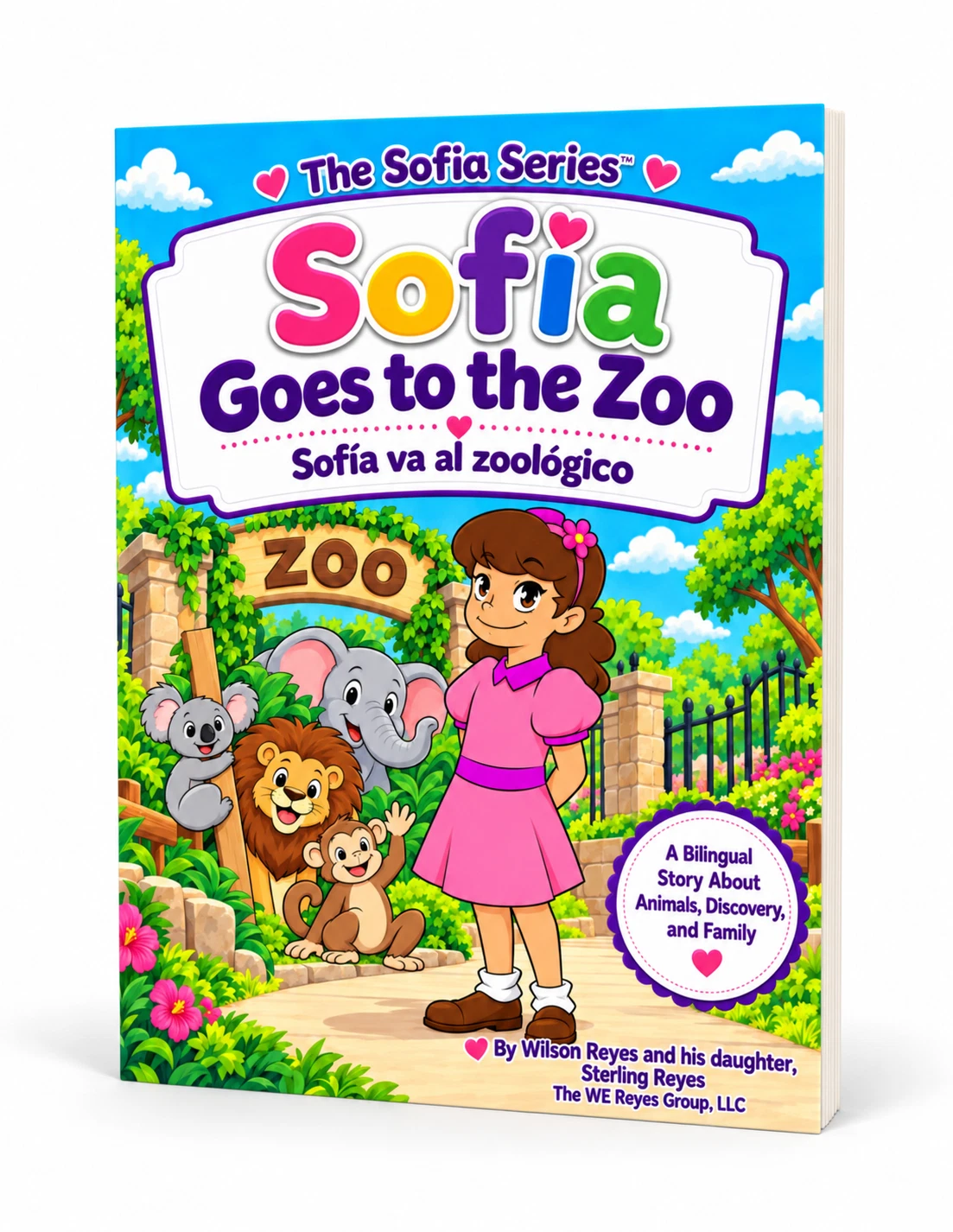 Sofia Goes to the Zoo, bilingual book mockup